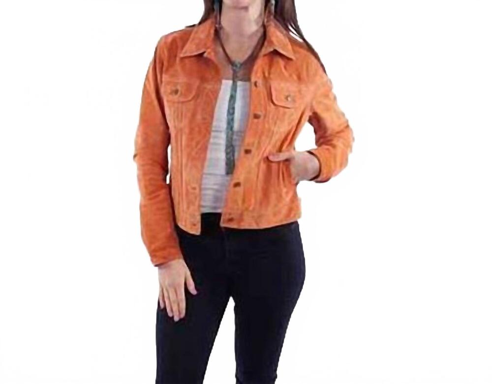 NEW SCULLY suede jean jacket in mandarin